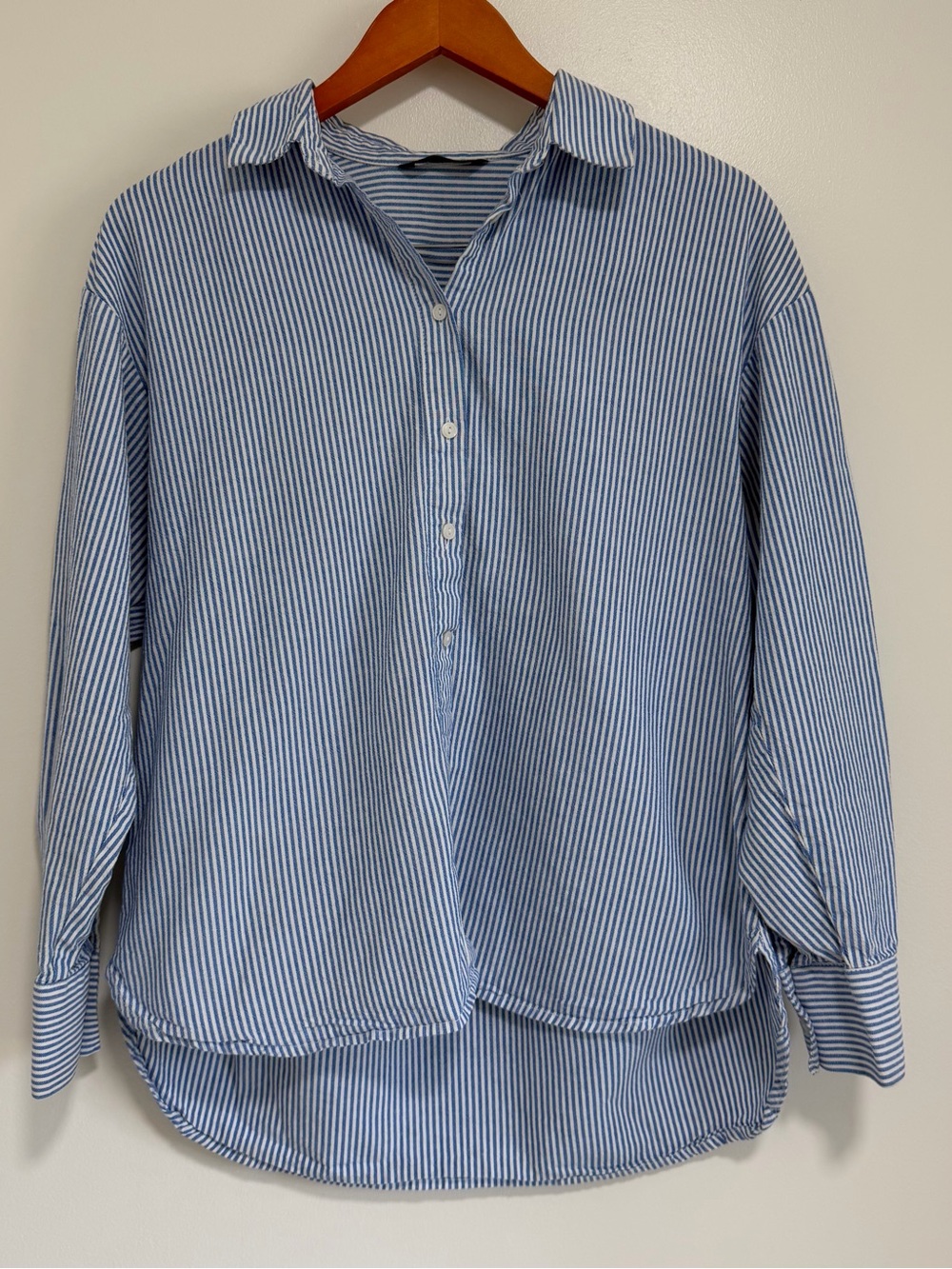 DeFacto Blue Stripe Button-Front Shirt